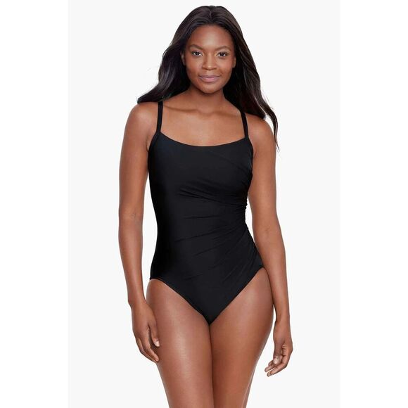 New  Miraclesuit One Piece Size 14 Rock Solid Starr Draped W/ Underwire - Picture 1 of 8